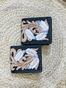 Real Hand Tooled Leather Men's <b>Wallet</b> Long Zipper Bifold <b>Wallet</b> Hot Selling Black Tooling Money <b>Card</b> <b>Holder</b> <b>Wallets</b> Gift for Him - Product Image 4