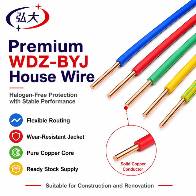 WDZ-BYJ Low Smoke Halogen Free Copper Wire Flame Retardant PVC Cable for Building Wiring IEC CE Certified