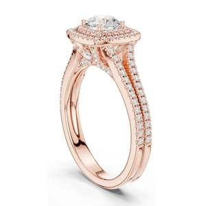 Bague de fiançailles pour femme avec halo de diamants de laboratoire ronds de 1,388 carats, clarté VVS-VS EF, or 18 carats, 14 carats, 10 carats et argent 925, rose - Product Image 5