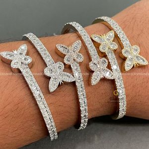 Exclusive 925 Sterling Silver <b>Butterfly</b> Style <b>Bracelet</b> Fully Iced Out With Round and Baguette Cut Moissanite Diamonds for Unisex - Product Image 6