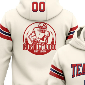 Sudadera con Capucha Sublimada Personalizada en Blanco, Rojo y Azul, Sudadera Deportiva con Logotipo Personalizado, Diseño Personalizado para Hombre y Mujer, OEM - Product Image 3