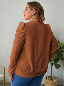 เสื้อสเวตเตอร์แบบสวมหัวของผู้หญิงเสื้อกันหนาวถักวาฟเฟิลวาฟเฟิลสีพื้นสไตล์มุกกำหนดเอง - Product Image 2