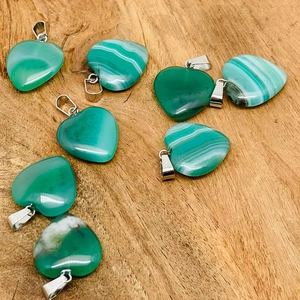 Green Agate <b>Heart</b> Pendant Crystals Pendant Healing Mini Crystal Pendant Jewelry Gifts 925 Sterling Silver Handmade Jewelry - Product Image 1