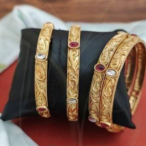 Kemp <b>Jewellery</b> Designer Wear Jewelry Accessories Kemp Design Rajwadi Polish Kemp Jewelry Party Wear Bangles Jewelry Sets of 4 - Product Image 5