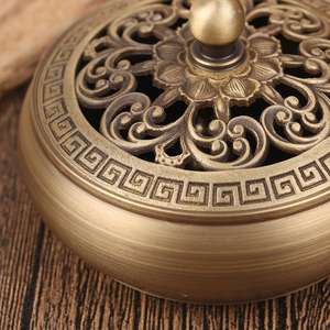 Juego de quemador de incienso dorado al por mayor, adorno de decoración de fragancia de Metal de latón para el hogar, incluye soporte de incienso, recogedor de cenizas para - Product Image 1