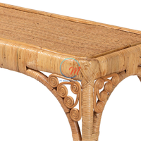 Table basse en rotin tressé spirale bohème artisanale, moderne, unique, multifonctionnelle, écologique et durable pour l'entrée