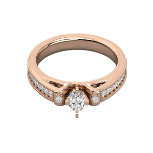 Anillo de Compromiso Solitario con Diamante de Corte Redondo y Milgrain - Product Image 4