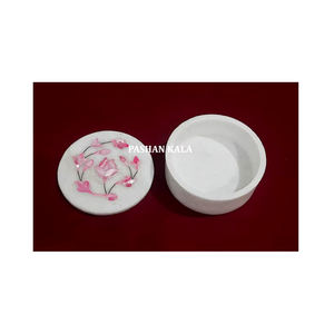 2024แฮนด์เมดสไตล์ดั้งเดิมผลิตภัณฑ์ใหม่หินอ่อนสีขาวบริสุทธิ์สีชมพูแม่ของไข่มุกดีไซน์แบบฝังมนเครื่องประดับกล่องของขวัญ - Product Image 1