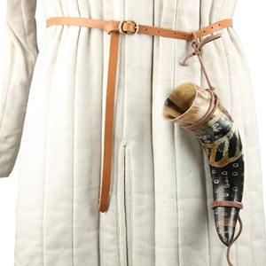 Corne à boire médiévale de style brûlé par le feu avec support en cuir Cadeau fait main pour votre ami. - Product Image 4