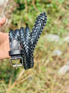 Hand Weaved Woven Leather Men's Pant Belt <b>Pin</b> Buckle Weight Custom Logo Size Factory Box Direct Manufactured Bulk Luxury Fashion - Product Image 4