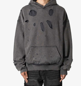 Personalizado de alta calidad bordado Logo 100% algodón Streetwear ácido lavado sudaderas con capucha para sudaderas básicas, sudaderas con capucha de mezcla de algodón - Product Image 6