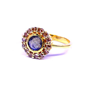 Ropa DE BODA Plata de Ley 925 Joyería chapada en oro Perla de cianita Piedra preciosa Las mujeres usan anillo clásico - Product Image 2