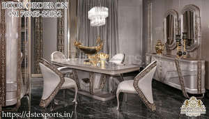 Juego de comedor clásico tallado a mano con diamantes, muebles de comedor de lujo de madera tradicional, muebles de comedor hechos a mano barrocos - Product Image 5