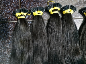 Cuticule vierge de qualité internationale Double étiré Remy kératine U/V pointe extensions de cheveux pré-collés cheveux tressés bruts naturels - Product Image 2
