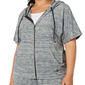Sweat à capuche court pour femme Ideology, taille plus, gris, XX-Large - Product Image 2