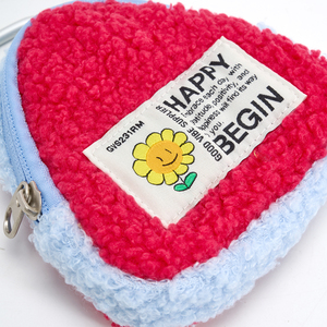 Lambswool Zipper Closure Lightweight 40G <b>Mini</b> Portable Triangle Coin <b>Pouch</b> Customized Color Unisex Fashion Design Custom Logo - Product Image 6