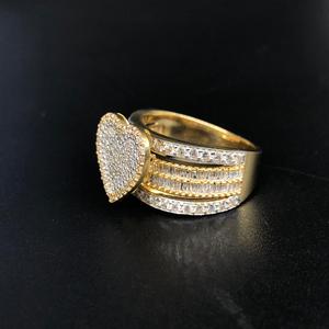 แหวนเพชรเม็ดเล็กสีทอง14K ที่ดูหรูหราขอบเพชรใสวงแหวนสวยงามหลายแถวน่ารักสไตล์ - Product Image 3