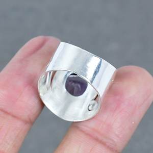 แหวนพลอยอเมทิสต์ทรงกลมดีไซน์ทำมือแหวนวินเทจทองเหลืองชุบเงินแบบ925 - Product Image 4