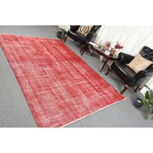 พรมขนสัตว์ตุรกีขนาด6x8ฟุตแบบทอสีแดงสำหรับตกแต่งห้องนั่งเล่นความหนา10มม. พร้อมแผ่นรองยาง - Product Image 4