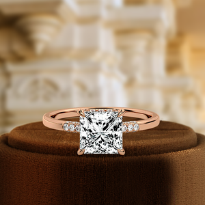 แหวนหมั้นเพชรทรงเจ้าหญิง 1 กะรัต รับรองโดย IGI, เพชรเลี้ยงในห้องปฏิบัติการ แหวนแต่งงานแบบฝังเพชรรอบวง 14k สีเหลืองทอง, แหวนเจ้าสาว - Product Image 1