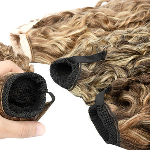 Nouvelle arrivée en eau profonde bouclée <span class=keywords><strong>chaussette</strong></span> queue de cheval cuticule alignée vierge 100% humaine Double dessiné queue de cheval Extension de cheveux - Product Image 1