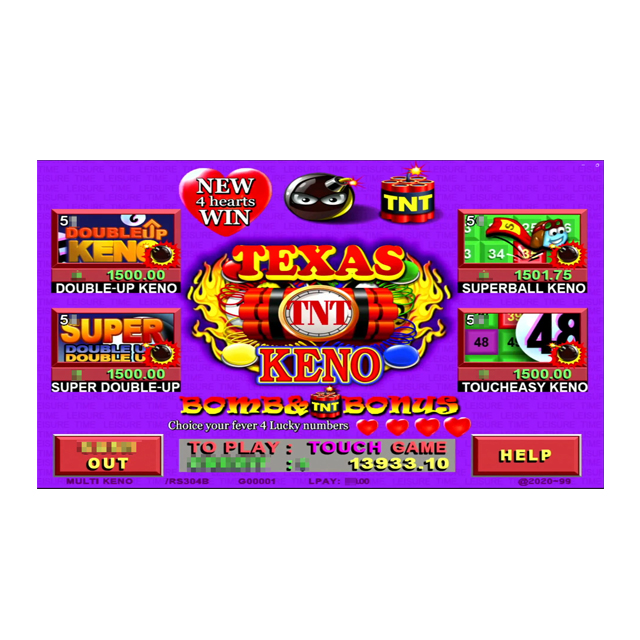 Texas Keno 4H TNT game board for operating coin machine fire link