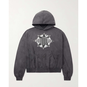 Sweat à capuche personnalisé en coton épais imprimé solide en détresse pour l'hiver 100% imprimé numériquement - Product Image 4