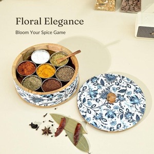 Organisateur d'épices durable Masala Dabba en bois rustique à la demande avec couvercle rotatif ou coulissant disponible pour un approvisionnement mondial - Product Image 6