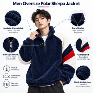 Chaqueta Polar Sherpa Extra Grande Premium para Hombre con Tela Suave y Cálida, Corte Relajado y Comodidad Acogedora para Uso Casual y al Aire Libre en Invierno - Product Image 6