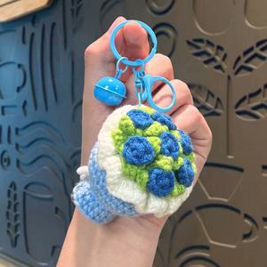 Creative Handmade Crocheted <b>Keychain</b> Pendant Gift with a Rose in Hand - Product Image 3