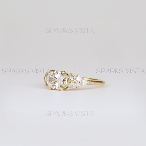 Premium Quality Marquise Diamond Engagement <b>Ring</b> 10K 14K <b>18K</b> <b>Gold</b> Pear & Round Accent Stones Unique Cluster Design Wedding <b>Ring</b> - Product Image 6