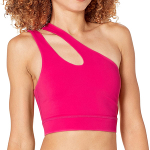 2024 Top fabricant sur mesure séchage rapide confortable une épaule culture soutien-gorge de sport vêtements de Fitness Yoga course conception unie dos - Product Image 1