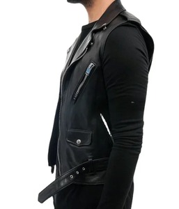 เสื้อกั๊กหนังสไตล์อัศวินเสื้อเกราะหนังแบบเต็มตัวสำหรับผู้ชายเสื้อกั๊กหนังแขนกุดแบบมีสายคาดเอว - Product Image 4