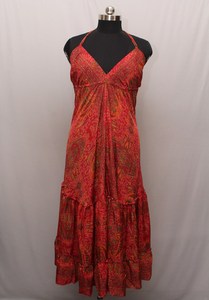 Women's Backless Beach <b>Dress</b> <b>Maxi</b> Silk <b>Dress</b>, Hippie Recycled Silk <b>Dress</b>, <b>Bohemian</b> Festival Ethnic <b>Dress</b>, Beach Halter Women Dre - Product Image 5