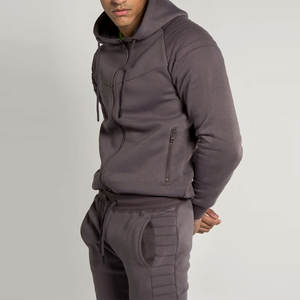 Vêtements de sport pour hommes avec logo personnalisé Ensemble de survêtement à capuche grande taille Vêtements d'hiver épais 100% coton avec fermeture éclair imprimée quantité minimale de commande bas - Product Image 5