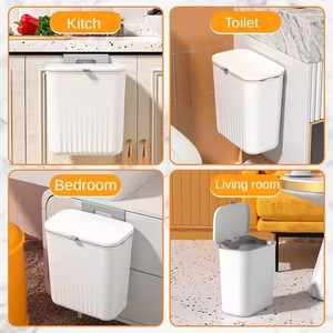 2025 9L Cubo de basura multifuncional montado en la pared con tapa Gabinete de cocina Cubo de basura de plástico colgante - Product Image 6
