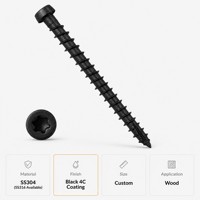 Vis à bois Torx à tête cylindrique en acier inoxydable noir 304, type 17, autoperceuse, pour fixation de terrasses intérieures et extérieures