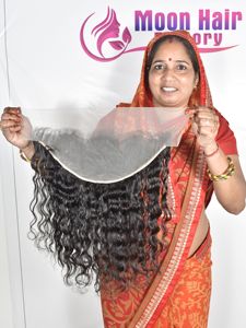 100% High quality product available at factory price Frontal <b>Curly</b> Raw Indian Human <b>Hair</b> Long Lasting Soft Silky Thick By Export - Product Image 5