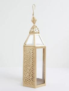Eid Mubarak Ramadan Christmas Decorations Gold Metal <b>Moroccan</b> Floor Hanging Clear Glass Candle <b>Lanterns</b> Weddings Home Decor - Product Image 2