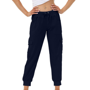 Pantalon de jogging cargo taille haute pour femme, grande taille, 100 % coton satiné, séchage rapide, respirant, avec cordon de serrage - Product Image 6