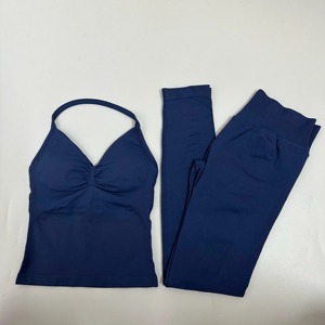 Ensemble de leggings de yoga pour femmes débardeurs dos nu taille haute Scrunch Gym Suit Fitness Clothes Outfit Yoga Set - Product Image 6