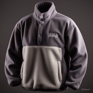 Nuevo diseño de alta calidad, chaqueta informal de lana Polar con logotipo personalizado para hombres, ropa personalizada, chaquetas bordadas con bolsillo - Product Image 2