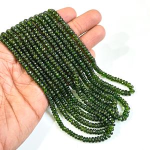 Natural Chrome Diopside Faceted Rondelle Beads 4-6MM Chrome Diopside Loose Gemstone Beads For Jewelry Making Supplies From India - Product Image 5