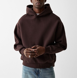 Sweat à capuche pour hommes surdimensionné personnalisé 500gsm poids lourd fond réglable en coton polaire éponge uni épais vierge Boxy Crop Design unisexe - Product Image 1