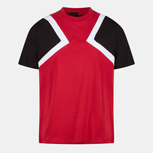 T-shirt à rayures colorées rouge et noir pour hommes, col rond, manches courtes - Product Image 3