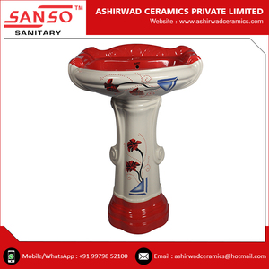 Oval White Ceramic Repose Basin with <b>Pedestal</b> for Washroom and Hospital Use From India at Market Price - Product Image 2