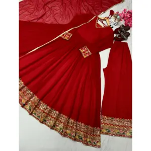 Conjunto de Vestido Anarkali Elegante para Fiestas, Traje de Palazzo y Dupatta para Mujer - Product Image 4