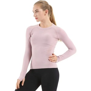 Oem Wholesale Top Quality Women Long Sleeve Compression Workout Shirts <b>Net</b> <b>Mesh</b> Yoga Tops - Product Image 4