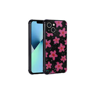 Coque de protection pour appareil photo en silicone brillant Netzy pour iPhone 13, motif floral scintillant, coques arrière antichoc, modèle d'animation 14 Plus - Product Image 1