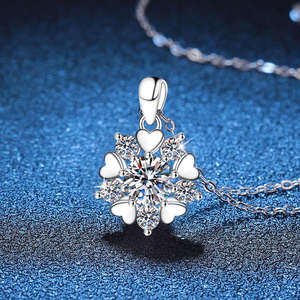 Collier pendentif en argent sterling 925 avec moissanite brillante VVS de 1 carat, design tendance flocon de neige, chaîne à maillons multicolores pour femmes - Product Image 2